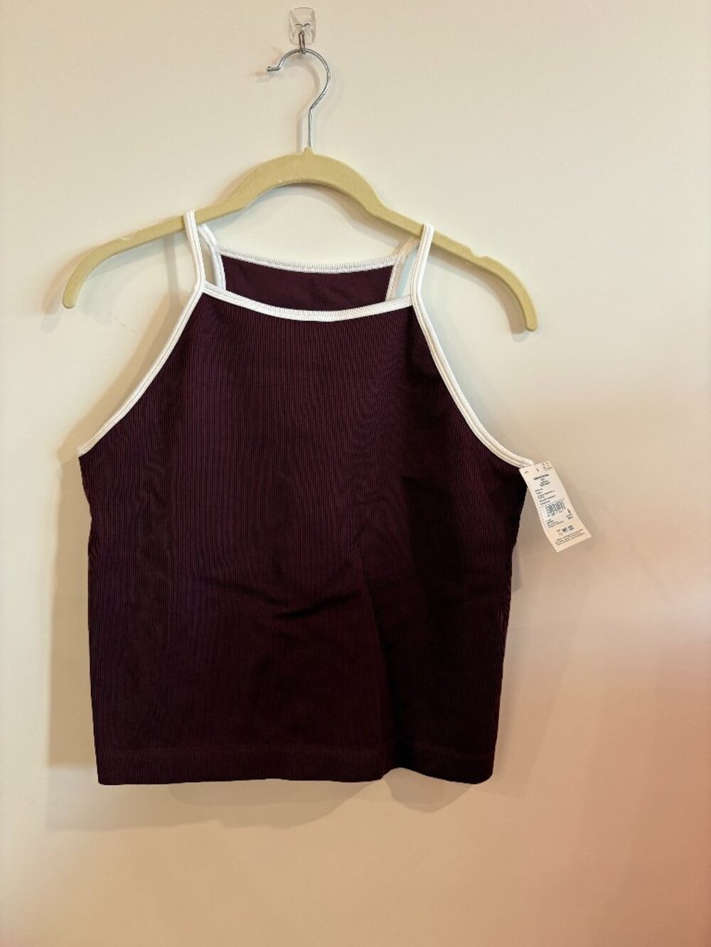 NWT DSG Momentum Seamless Ribbed Cami Built-In Bra Burgundy Size XL